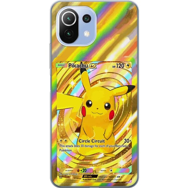 Kompatibelt Mobildeksel til Xiaomi 11 Lite 5G NE Gullig Pikachu EX samlebilde med regnbueeffekter gull