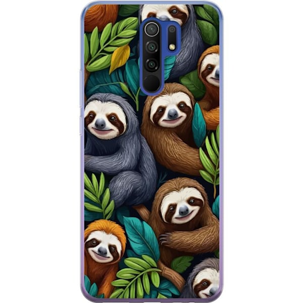 Xiaomi Redmi 9 Gennemsigtig cover Sengångarstil - afslappet motiv med sød dovendyr