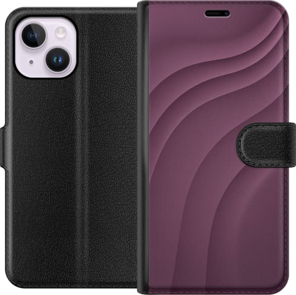 Kompatibelt Plånboksfodral till Apple iPhone 14 Plus Plum Waves lila