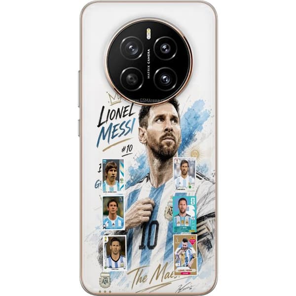 Kompatibelt Mobildeksel til Honor Magic7 Lionel Messi med argentinske farger og klassiske samleobjektkort i collage blå