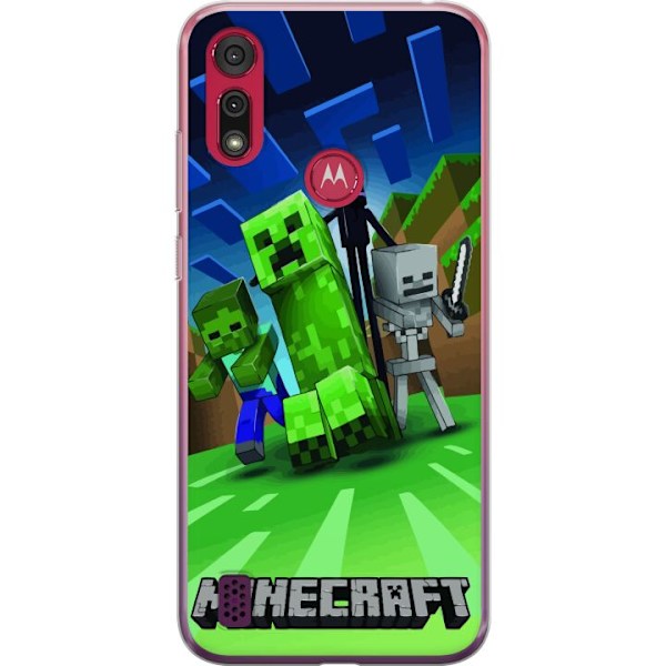 Motorola Moto E6s (2020) Läpinäkyvä kuori Minecraft Creeper mobilskal i klassisk grön pixelstil