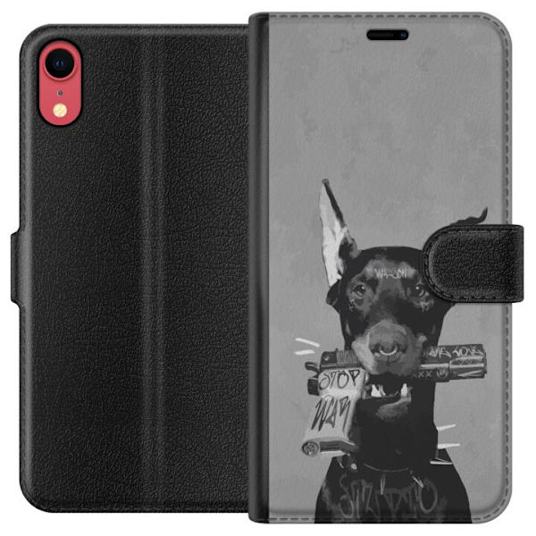 Apple iPhone XR Tegnebogsetui Grå Hund Grafisk Design Sejt Dyremotiv Gadekunst Urban Trend Hundeejer Stil Populært Motiv
