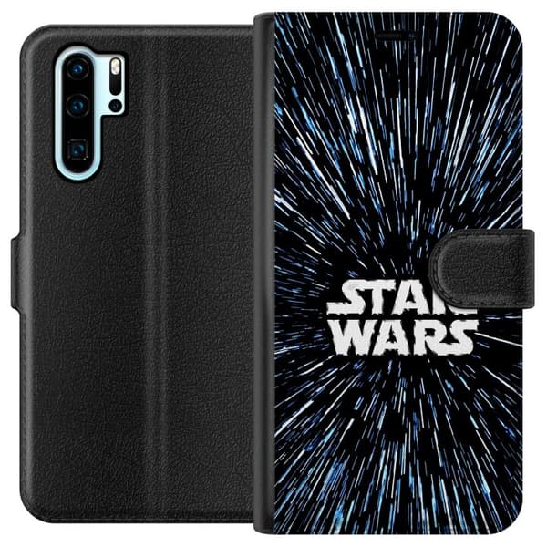 Kompatibel Tegnebogsetui til Huawei P30 Pro Star Wars-logo med hyperspace-stjerner i ikonisk sci-fi-design sort