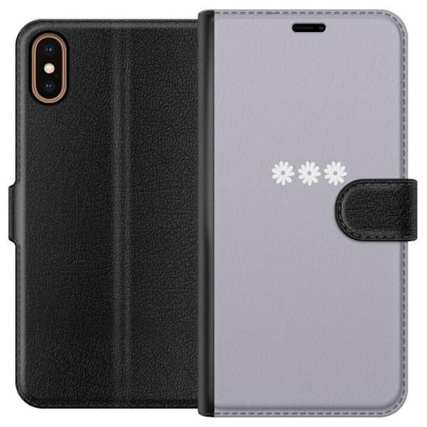 Apple iPhone X Plånboksfodral Lila Blomminimalism – stilrent blommotiv på lila bakgrund