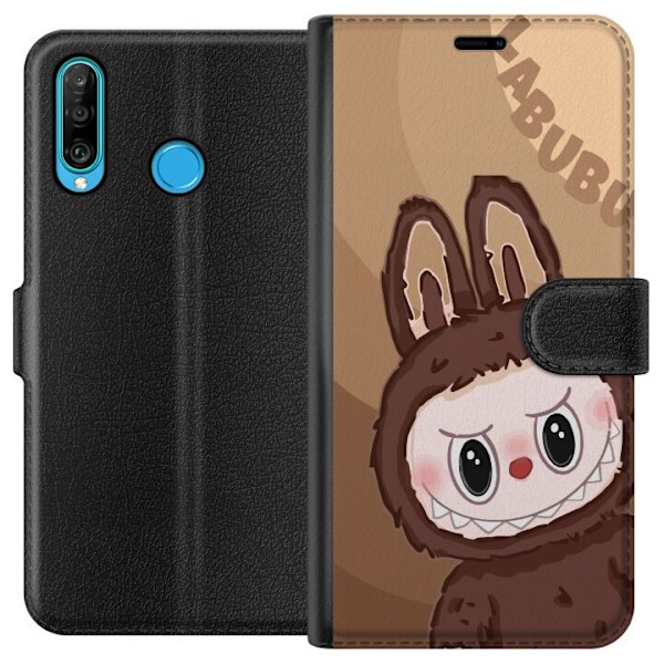 Huawei P30 lite Tegnebogsetui Labubu Skyde Sød - Hvid og Blå