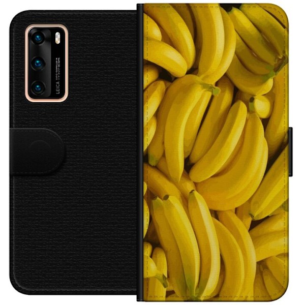 Huawei P40 Plånboksfodral Banana Pattern – lekfullt mönster med gula bananer
