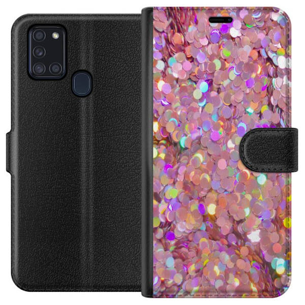 Samsung Galaxy A21s Lompakkokotelo Kimalteleva
