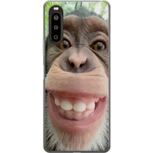 Sony Xperia 10 II Gennemsigtig cover Chimp Selfie Rolig Grafisk Design Abe Dyremotiv Trendy Sjovt Motiv Populært Urban Kunst Stil