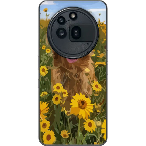 Nothing Phone (3a) Pro Genomskinligt Skal Golden Retriever Solrosfält Hundmotiv Natur Sommar Design Populärt Hundras Familjefavorit
