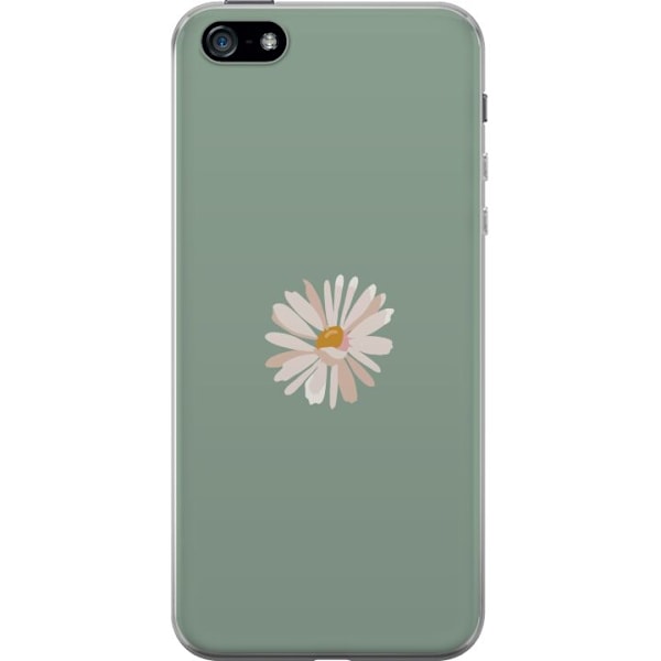 Apple iPhone 5 Läpinäkyvä kuori Vihreä Minimalikukka - tyylikäs kukka vihreällä taustalla