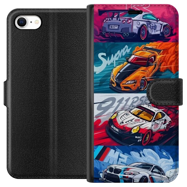 Apple iPhone 6 Lompakkokotelo Nopeat Autot - Piirretty Kuvio T