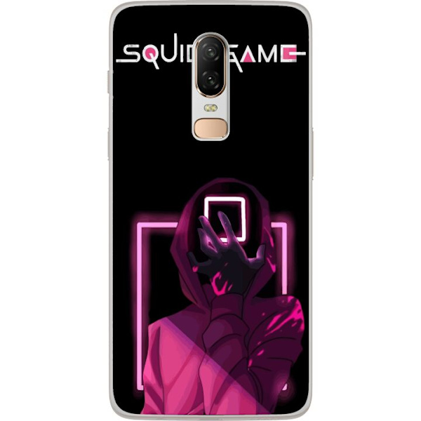 OnePlus 6 Genomskinligt Skal Squid Game Tema Populär Serie Motiv Grafiskt Ikoniskt Design Asiatisk Popkultur Spänning Drama