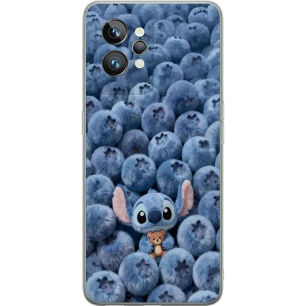 Kompatibelt Mobildeksel til Realme GT2 Pro Søt fluffy blå figur med liten bamse blant myke blåbær blå