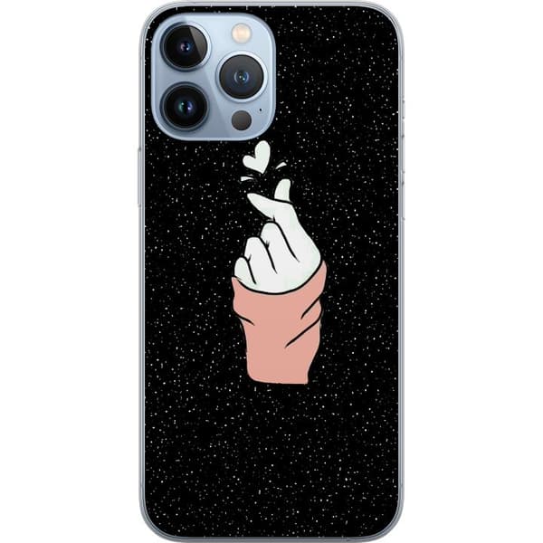 Kompatibelt Mobildeksel til Apple iPhone 13 Pro Max Minimal håndgest med hjerter i mørkt verdensrom