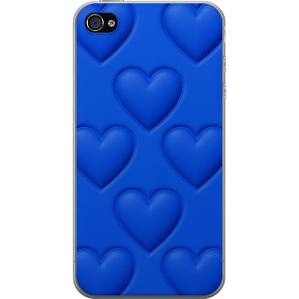 Apple iPhone 4s Gennemsigtig cover Blå Hjerter