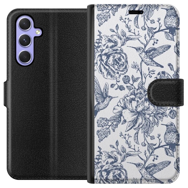 Samsung Galaxy A54 Tegnebogsetui Blomster & Fugle - Romantisk