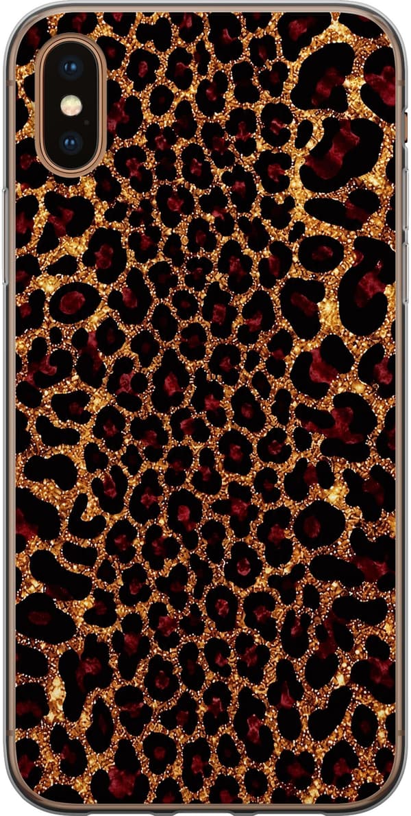 Kompatibelt Mobildeksel til Apple iPhone XS Max Gullfarget glitterleopard gull