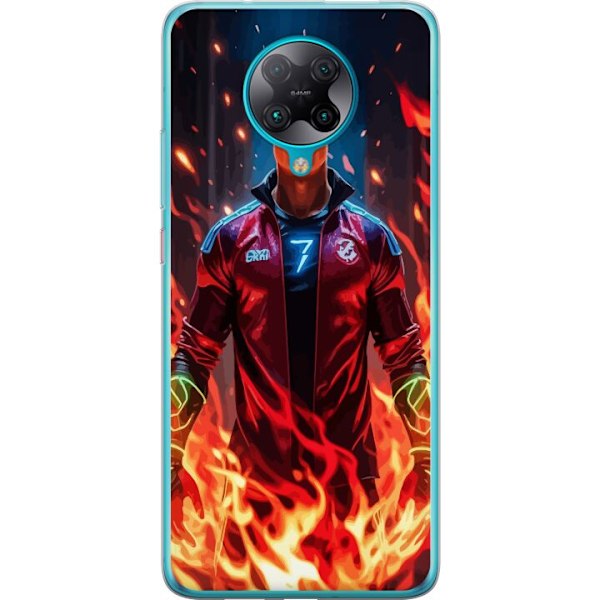 Xiaomi Poco F2 Pro Gennemsigtig cover Ronaldo Inferno - fodboldhelt i flammer