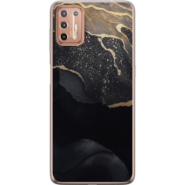 Motorola Moto G9 Plus Läpinäkyvä kuori Musta kulta abstrakt