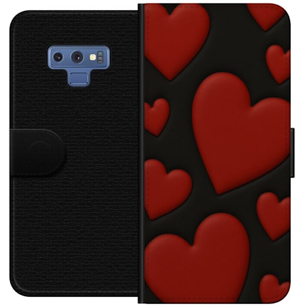 Samsung Galaxy Note9 Tegnebogsetui Rød Fløjlshjerter