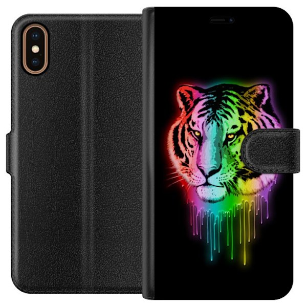 Apple iPhone X Lommeboketui Neon Tiger
