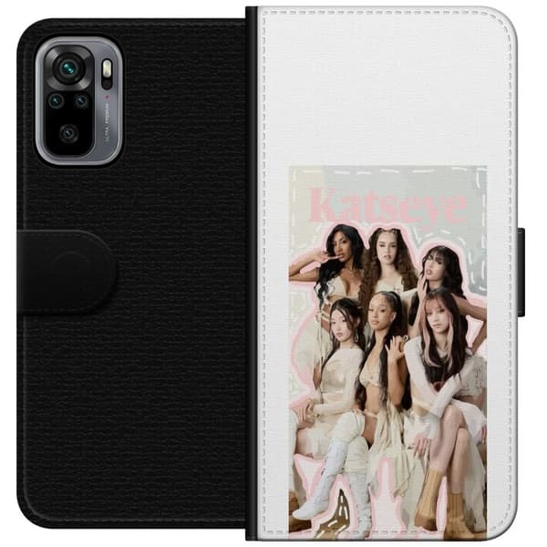 Kompatibelt Lommeboketui til Xiaomi Redmi Note 10S KATSEYE elegant grupporträtt beige