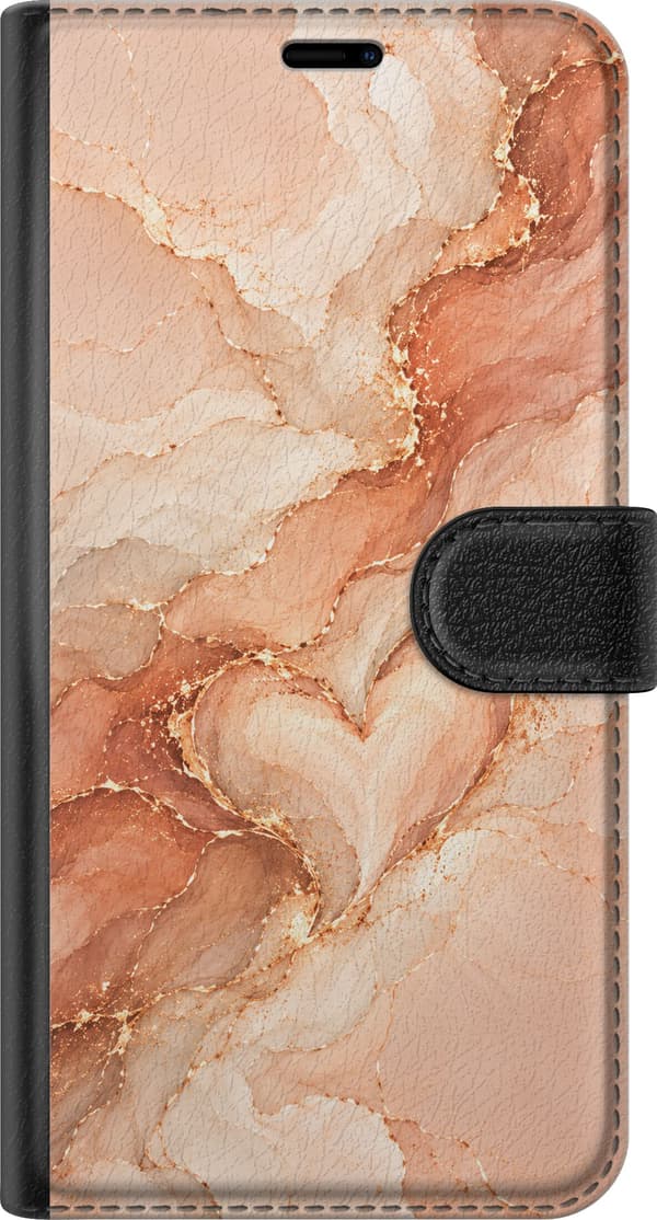 Kompatibel Tegnebogsetui til Apple iPhone 8 Plus Ferskenmarmor orange