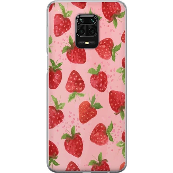 Xiaomi Redmi Note 9S Genomskinligt Skal Strawberry Dreams – jordgubbsmönster i retrostil