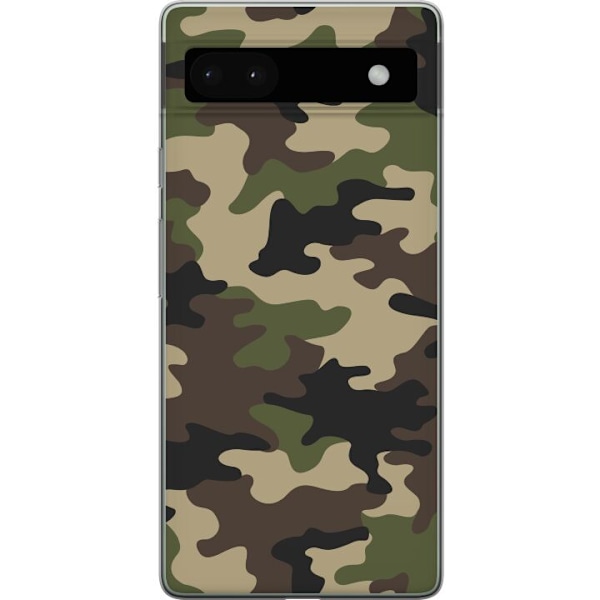 Google Pixel 6a Läpinäkyvä kuori Metsä camo