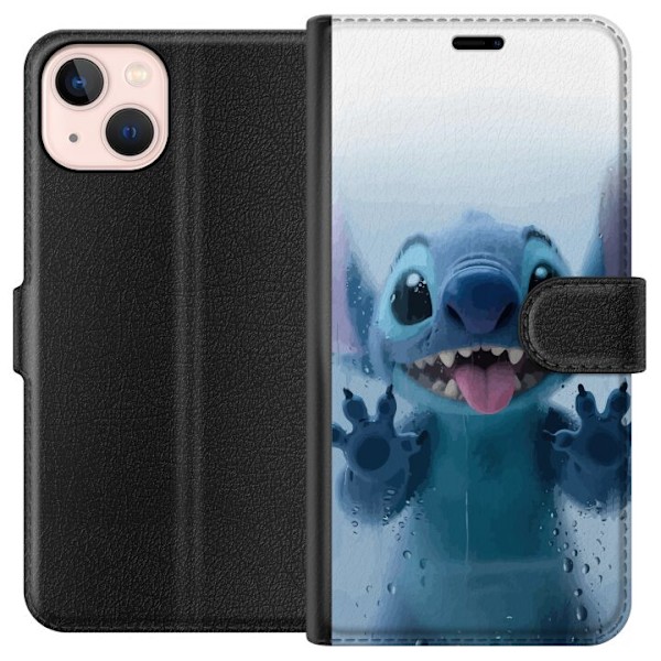 Apple iPhone 13 mini Plånboksfodral Stitch Window View – Stitch vid ett fönster i söt stil