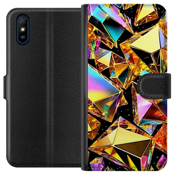 Xiaomi Redmi 9A Plånboksfodral 3D Guld