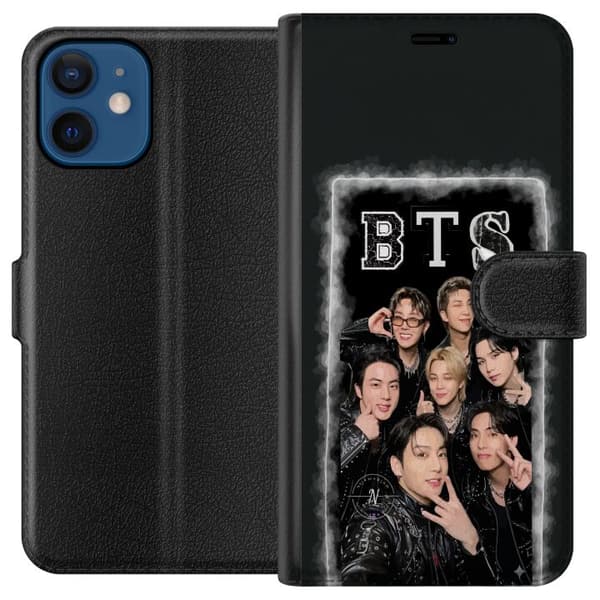 Kompatibel Tegnebogsetui til Apple iPhone 12 BTS-medlemmer poserer sammen i sorte outfits for en selfie sort