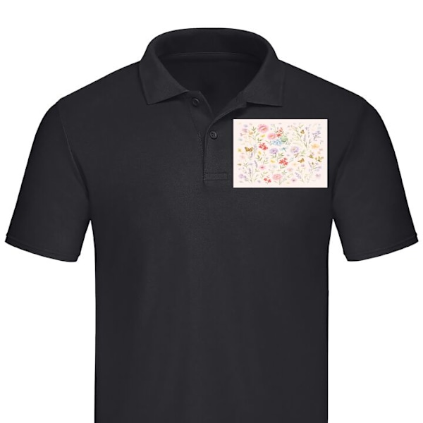 Piké för Vuxen | Elegant Pikétröja Blommor Svart X-Large