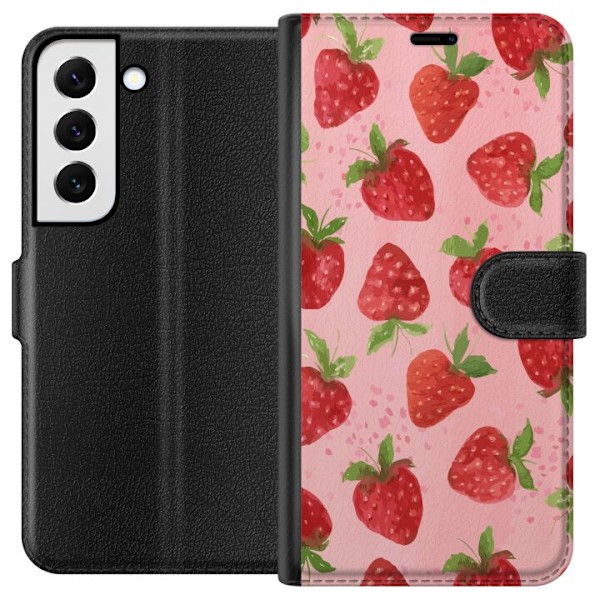 Samsung Galaxy S22 5G Tegnebogsetui Jordbærdrømme - Retro-stil jordbærmønster