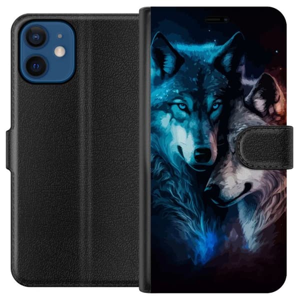 Kompatibelt Plånboksfodral till Apple iPhone 12 mini Vargar i natten