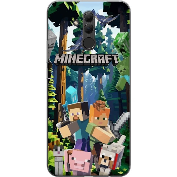 Huawei Mate 20 lite Läpinäkyvä kuori Minecraft-matkapuhelinkotelo metsällä ja pikselityylisillä hahmoilla