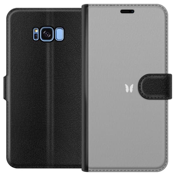 Kompatibelt Plånboksfodral till Samsung Galaxy S8 Fjäril Grå
