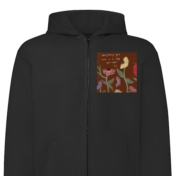 Zip-Hoodie | Huvtröja med Dragkedja för Vuxna Blommor svart XXL