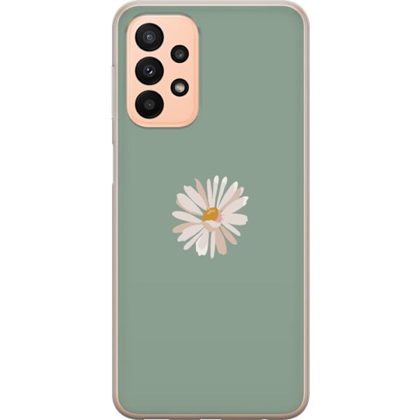 Samsung Galaxy A23 Läpinäkyvä kuori Vihreä Minimalikukka - tyylikäs kukka vihreällä taustalla
