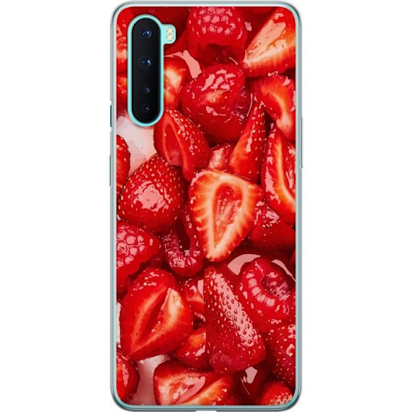 OnePlus Nord Läpinäkyvä kuori Mansikkakuviointi - makea mot
