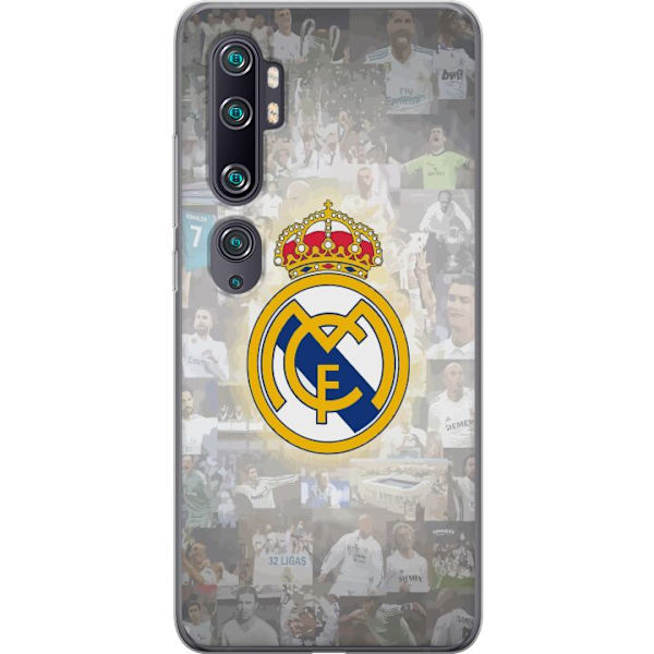 Xiaomi Mi Note 10 Gennemsigtig cover Real Madrid Emblem Fodbold Klubmærke Hvid Guld Design Champions League Mester La Liga Fans Ikonisk