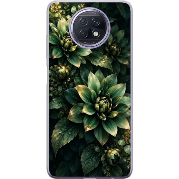 Kompatibelt Mobildeksel til Xiaomi Redmi Note 9T Grønne georginer grønn