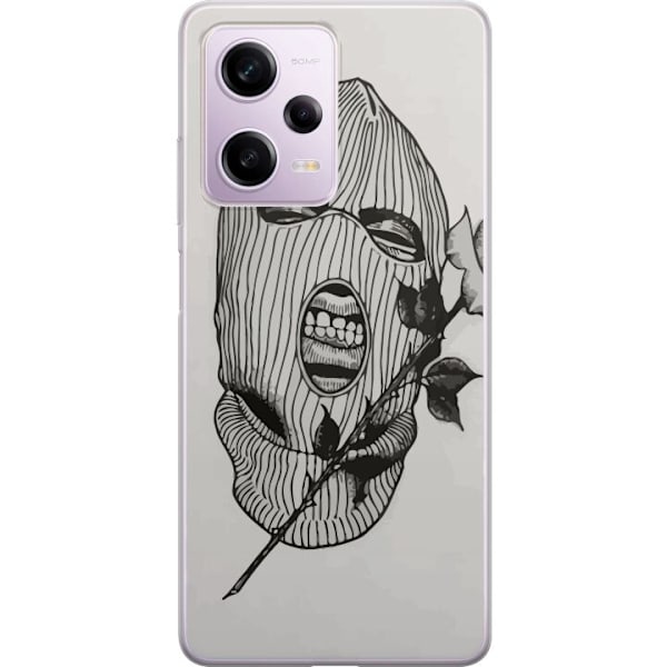 Xiaomi Redmi Note 12 Pro Gennemsigtig cover Ski Maske Ros Streetwear Design Grafisk Motiv Spænding Urban Stil Gadekunst Maskerade Symbol