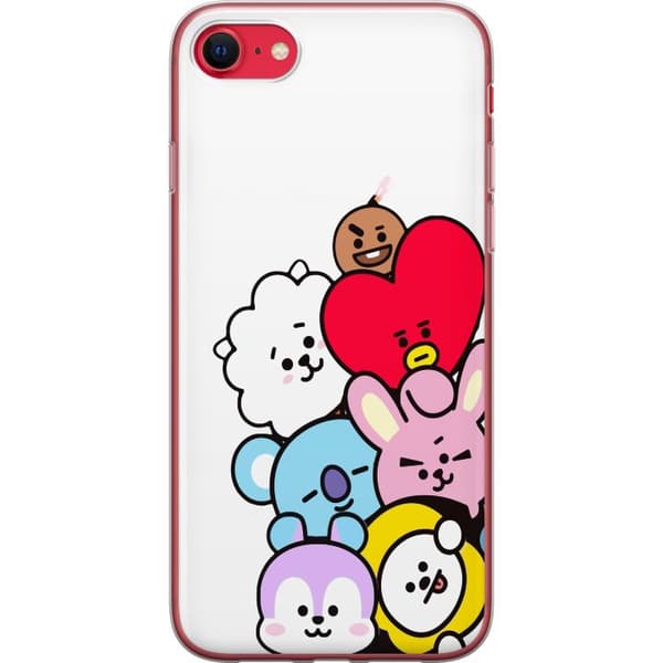 Kompatibelt Mobildeksel til Apple iPhone 7 BT21-karakterer sammen i en søt minimalistisk illustrasjon hvit