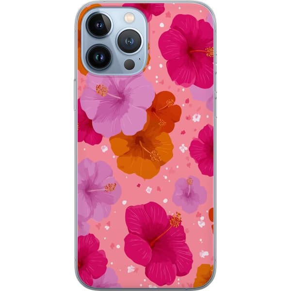 Kompatibelt Mobildeksel til Apple iPhone 13 Pro Max Rosa hibiskus tropisk blomstermønster