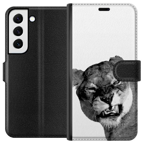 Samsung Galaxy S22+ 5G Tegnebogsetui Løve Kunstnerisk Dyremotiv Afrikansk Stil Jungle Følelse Grafisk Design Hjemmedekoration Dyr Tema