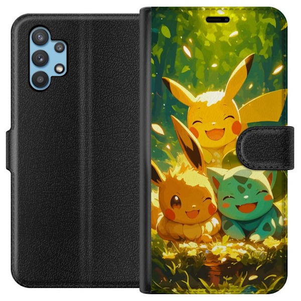 Samsung Galaxy A32 5G Plånboksfodral Pixelmonster spelstil – färgstark design för retroälskande gamers