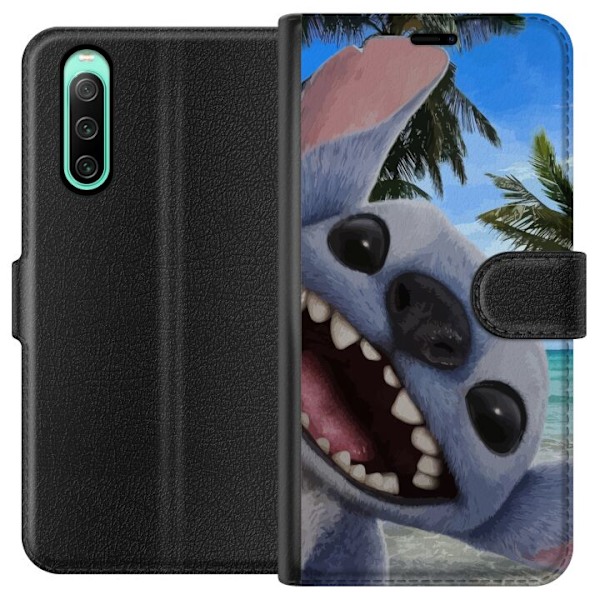 Sony Xperia 10 IV Plånboksfodral Stitch mobilskal med Palmer i söt vänskapsdesign