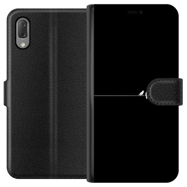 Sony Xperia L3 Lompakkokotelo Minimalistiset linnut musta