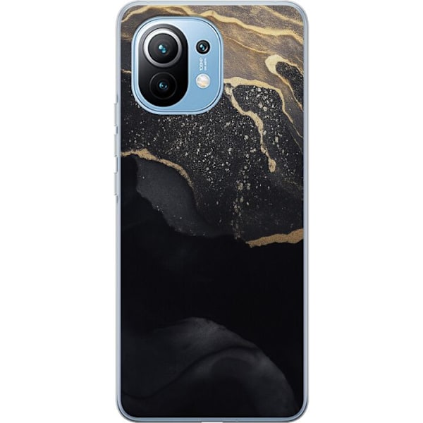 Xiaomi Mi 11 Läpinäkyvä kuori Musta kulta abstrakti
